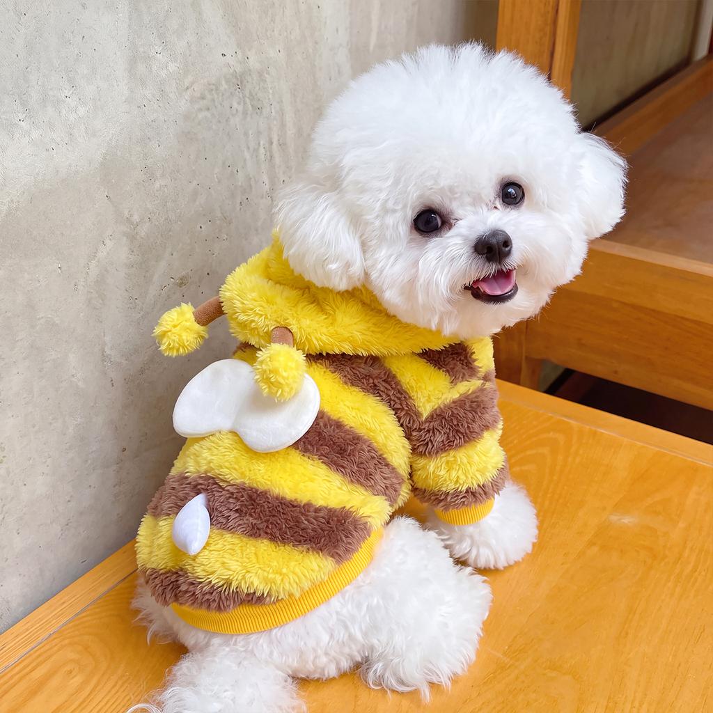 Dog transformation outfit cute bee with hat wings bee sweater, autumn and winter dog clothes cat clothes cosplay