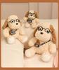 Cute Cartoon Egg Tart Puppy Plush with Glasses - Children's Companion Doll Gift