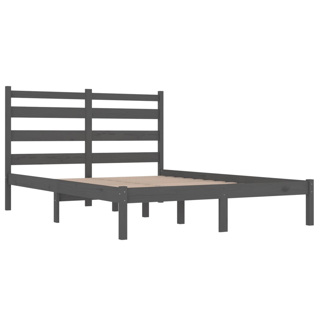 Solid Wood Bed Gray Pine 200 x 200 cm