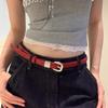 Pu Leather Thin Waist Belt For Women With Alloy Buckle For Denim And Dresses