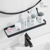 Mutagong Modern Black Glass Straight Bathroom Shelf D-Type 20cm