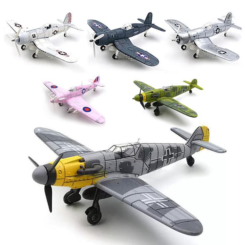 20cm 4D Boy Diy Toys Fighter Assemble Blocks Building Model Airplane Military Model Arms Germany BF109 UK Hurricane Fighter Gift