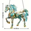 Stained Glass Window Hanging,Colorful Glass Window Panel Horses Suncatchers 55KF