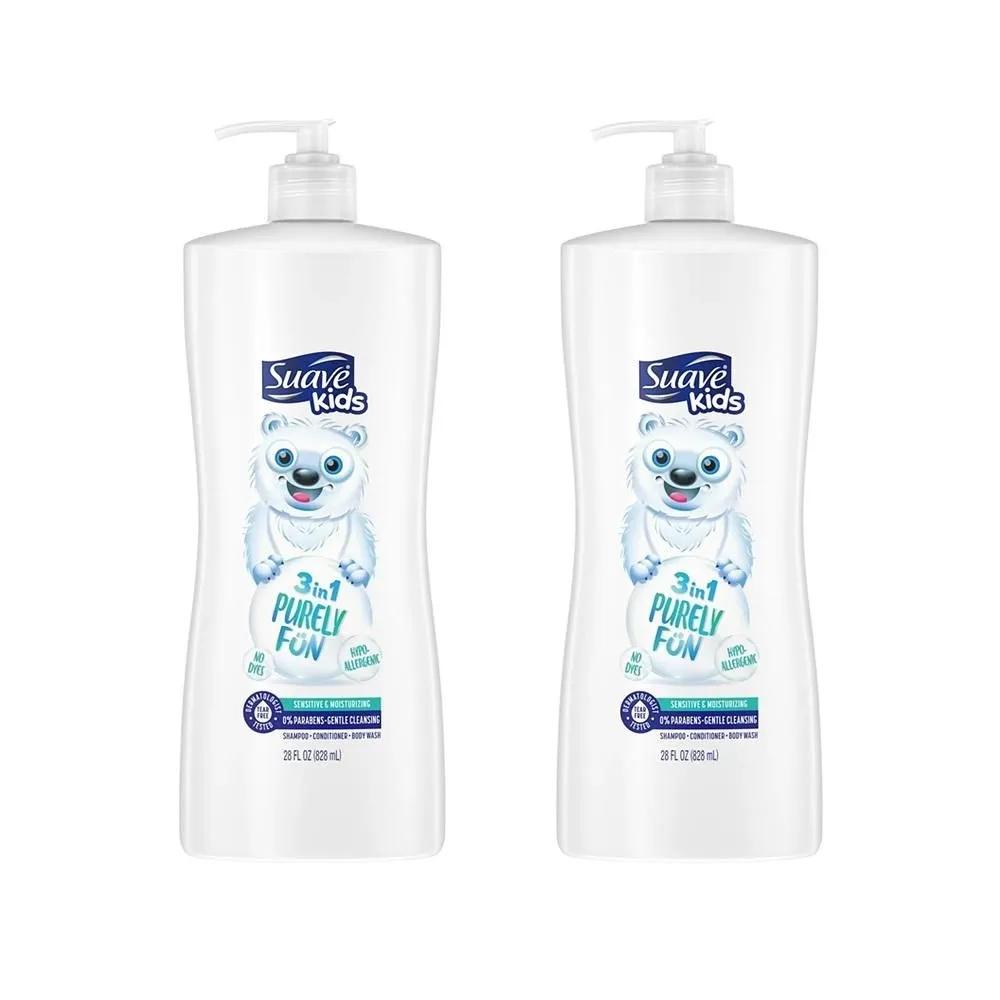 Suave Kids 3-в-1 Шампунь, Кондиционер и Гель для душа 828 мл 2 шт.