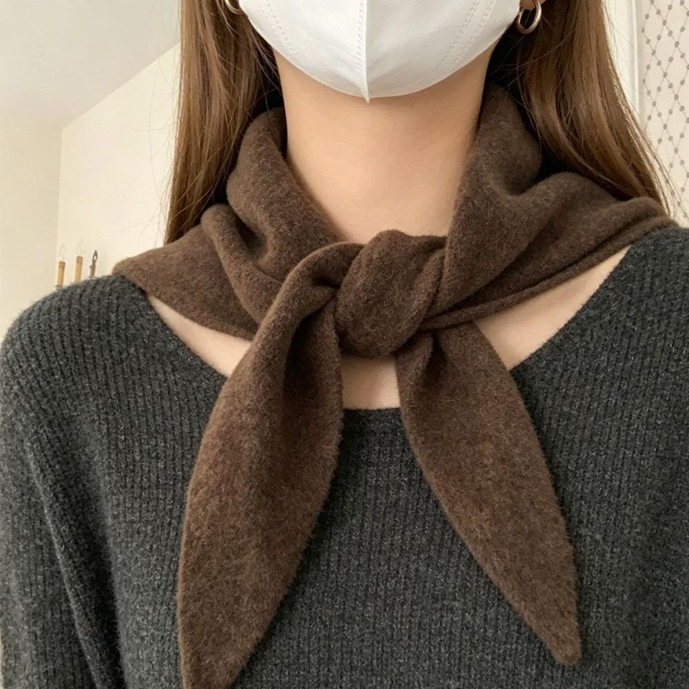 Solid Color Knitted Triangle Scarf Striped False Collar Neck Cover Cross Scarves Girl