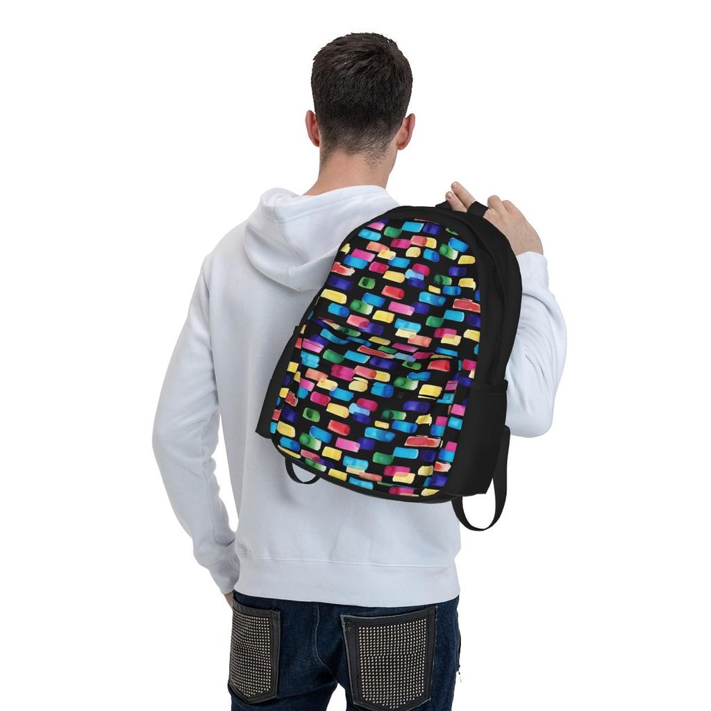 Watercolor Brush Backpack Colorful Print Workout Backpacks Women Custom Soft School Bags Streetwear Rucksack