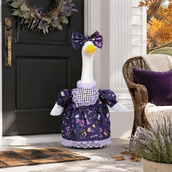 Outdoor Christmas Party Decor 1 Set Porch Goose Outfit, Festive Dress with Hat, Winter Halloween Yard Ornament Outfit Fall Holiday Costume for 23 Inch