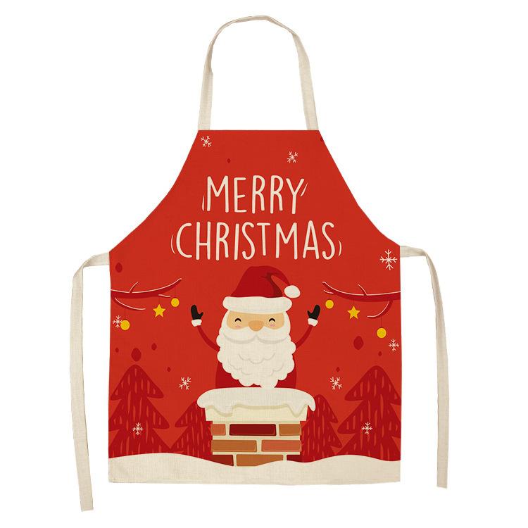 New cartoon Christmas sleeveless printing sleeveless apron home waterproof kitchen dust protection