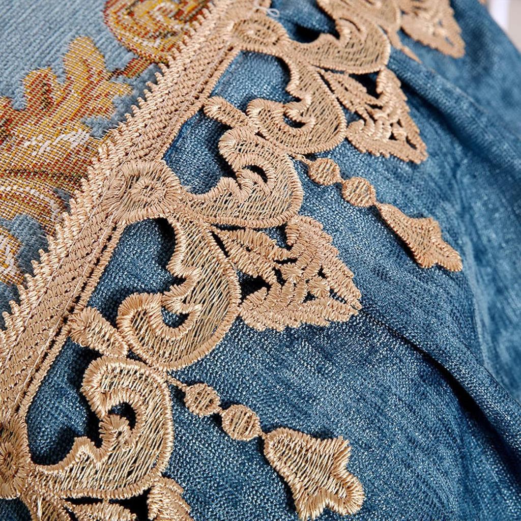 Seat Cushion European Style Dining Chair Luxury Anti-Slip Fabric Cushions Mat Household Buttocks Pad with Bandage