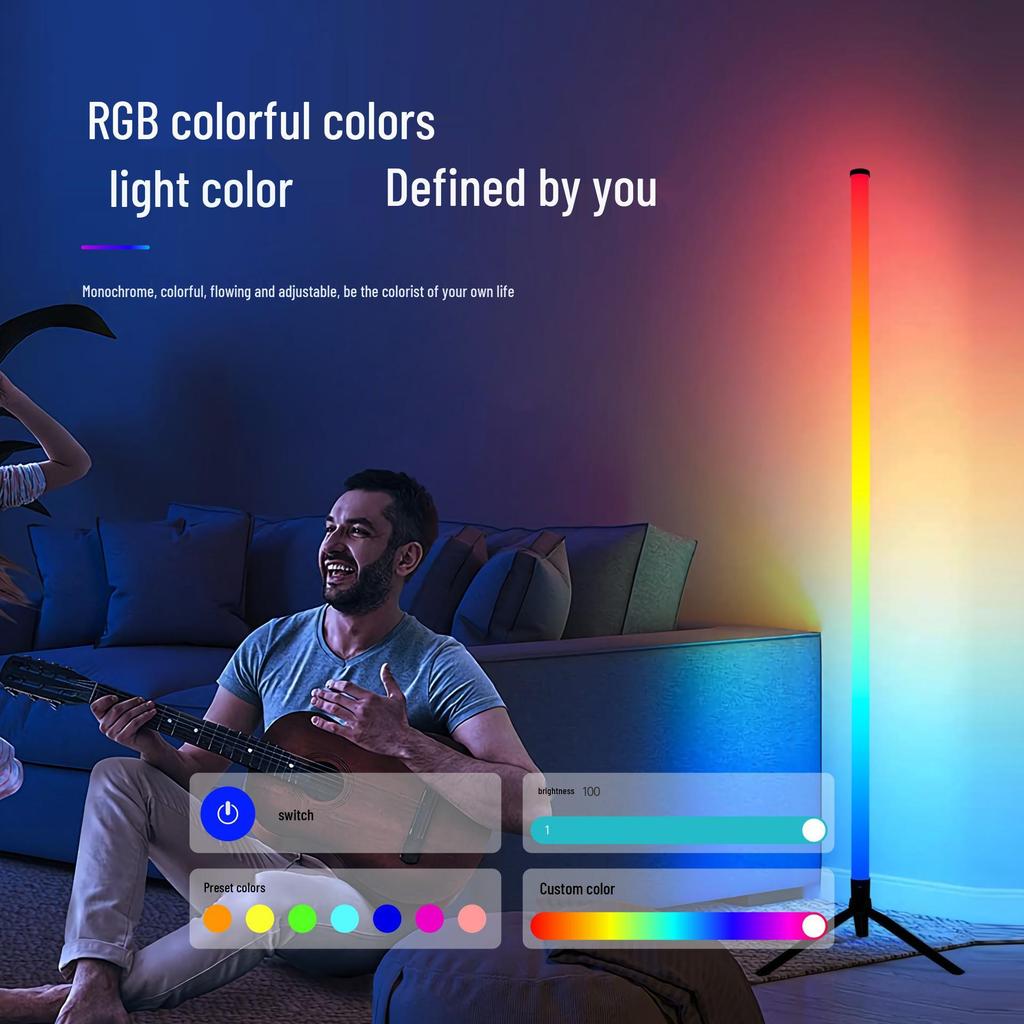 360° Voice-Control RGB Rhythm Floor Lamp - Dynamic Desktop Atmosphere Light with Full Illumination
