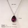 18K Gold Plated Stainless Steel Water Drop Diamond Pendant Necklace for Women - French Light Luxury Style