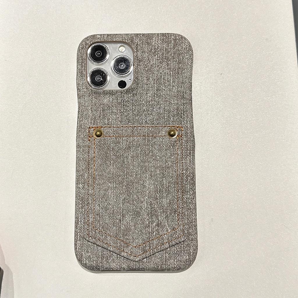 Luxury Denim Leather Card Bag Case For iPhone 15 14 13 12 11 Pro Max