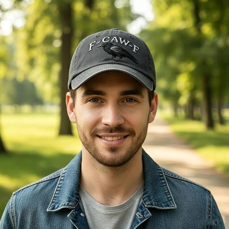 Gothic Baseball Cap with Embroidery Crow Pattern Baseball Hat for Men and Women Comfortable Sport Activity Wear