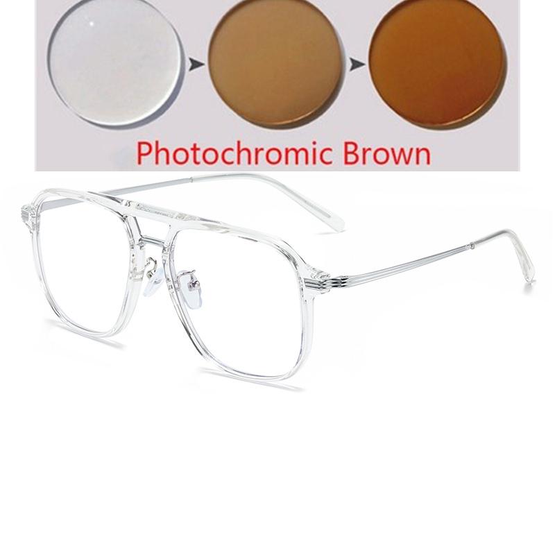 Double Beam Blue Light Blocking Nearsighted Glasses TR90 Square Prescription With Cylinder -0 5 To -6 For Women Men