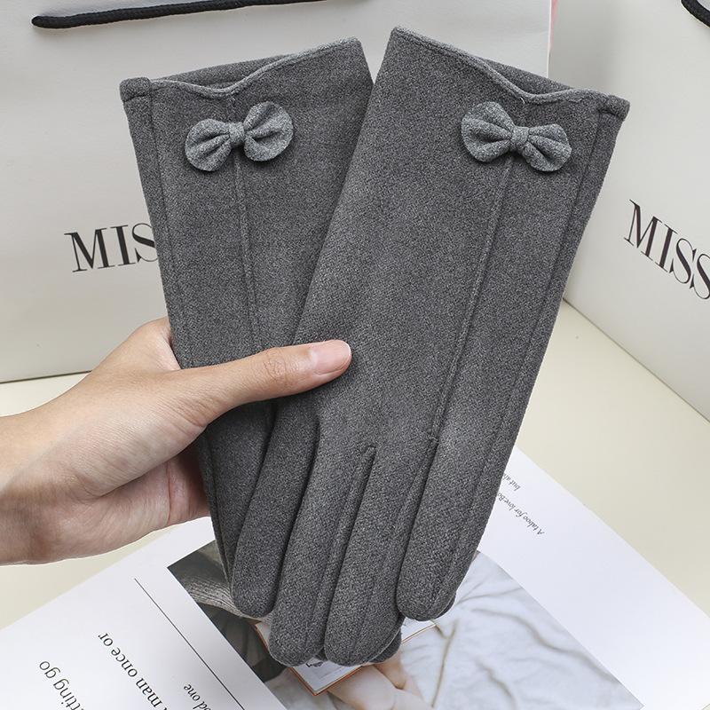 New Rabbit Velvet Touch Screen Gloves Ladies Electric Car Velvet Warm Touch Screen Outdoor Sports Cycling In Spring and Autumn and Winter.