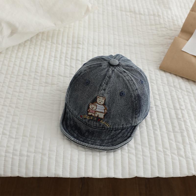 Baby Peaked Cap Embroidered Bear Baseball Hat Soft Brimmed Kids Hat