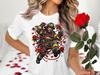 Floral Firefighter T-Shirt, Valentine's Day Hero Tee