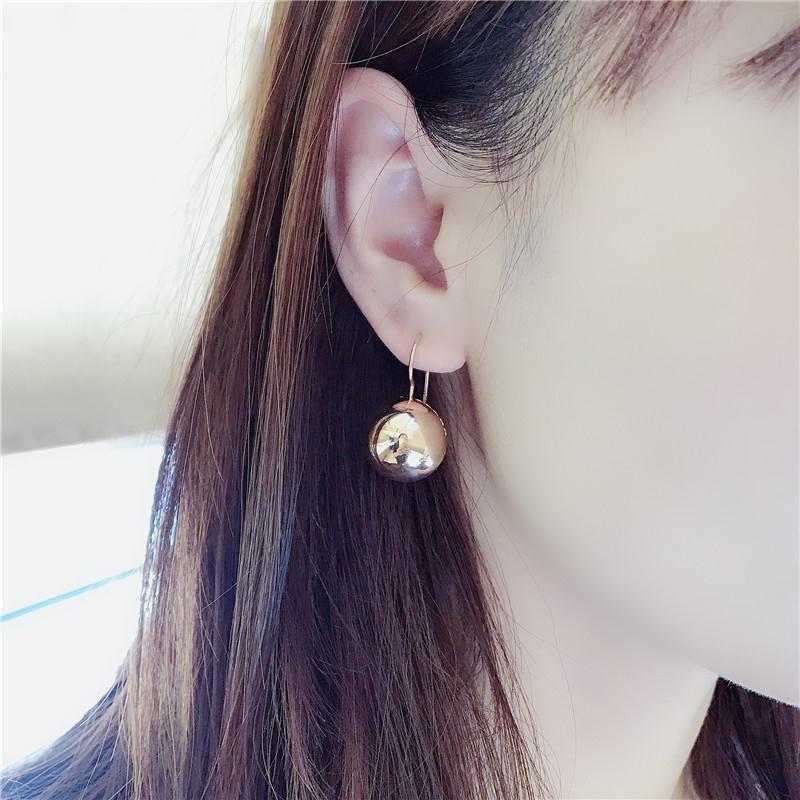 Exquisite Purple Gold Color Gold Hollow Ball Handmade Thick Glossy Ball Fashion Classic Temperament Rose Gold Plated Earrings