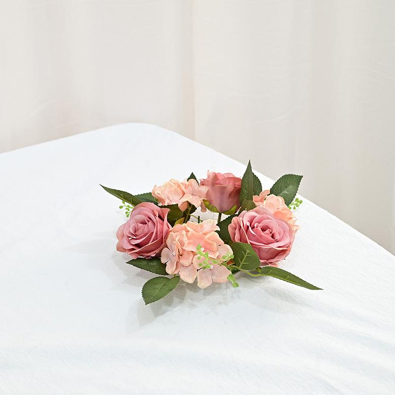 1PC/20CM Artificial Silk Flowers wreath for candlestick Candlestick Garland Simulation Rose Garland