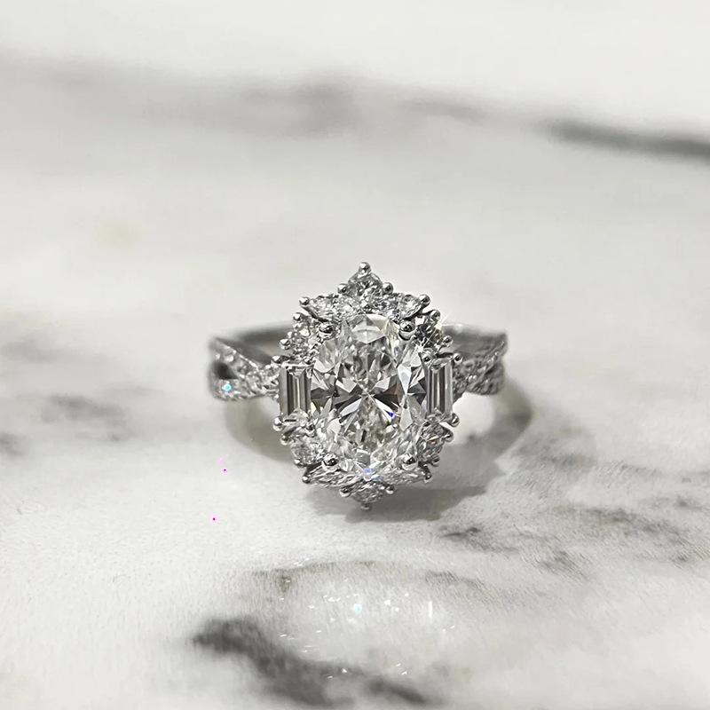 Luxury Oval Cut Zircon Engagement Rings 925 Sterling Silver Promise Wedding Ring for Women Anniversary Gift