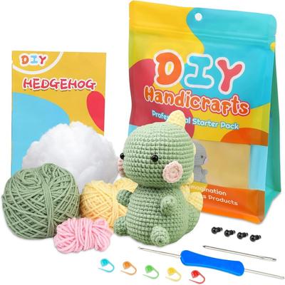 BUDDUR Dinosaurier Häkelstrickset mit Anleitung und Baumwollgarnfaden für Puppenherstellung DIY Handgemachtes Handwerkszubehörset