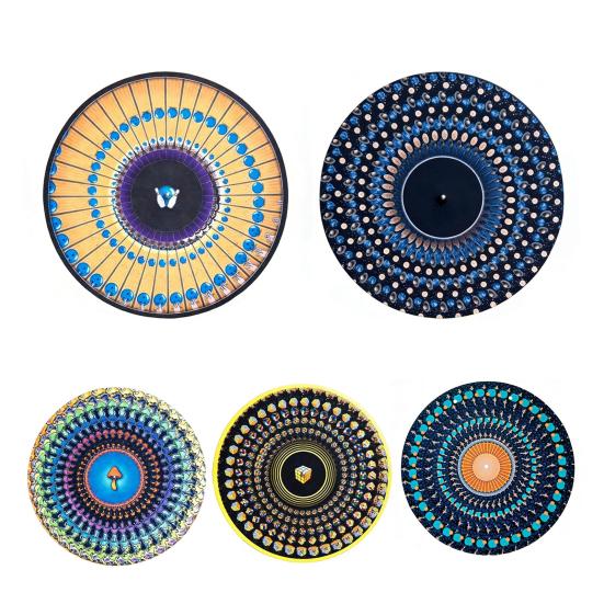 2/3 Peças Slipmat Animado Zoetrope 12 polegadas Ilusão Óptica Tapete de Toca-discos Slipmat de Vinil Animado com Efeito de Movimento Zoetrope Disco Visual Cinético