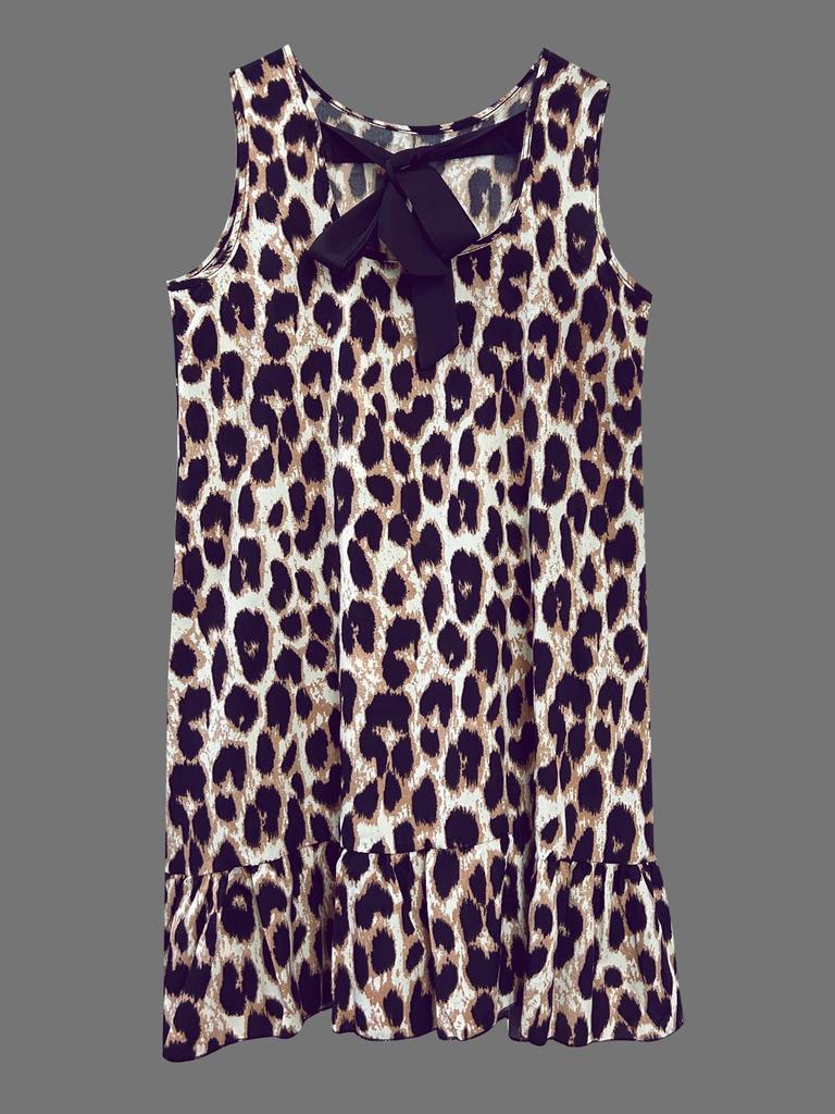 Elegant Sleeveless Leopard Print Summer Dress - Slimming and Fashionable Tall Streetwear