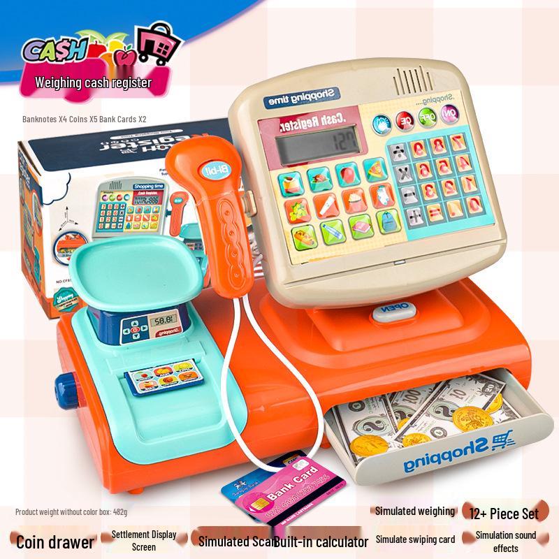 Kids' Interactive Play Supermarket Cash Register with Scanner, Computer, Sound & Light Effects - Perfect Gift for Girls