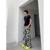 Men'S Denim, American Retro Washed Distressed Multi Pocket Workwear Jeans, Men'S And Women'S Loose Straight Leg Casual Pants, Trendy