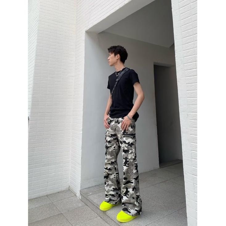 Men'S Denim, American Retro Washed Distressed Multi Pocket Workwear Jeans, Men'S And Women'S Loose Straight Leg Casual Pants, Trendy