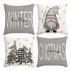 1Pc/4Pcs Christmas Pillow Cover, Dwarf Santa Claus Festive Decoration Living Room Sofa Cushion Cover, Christmas Decorations