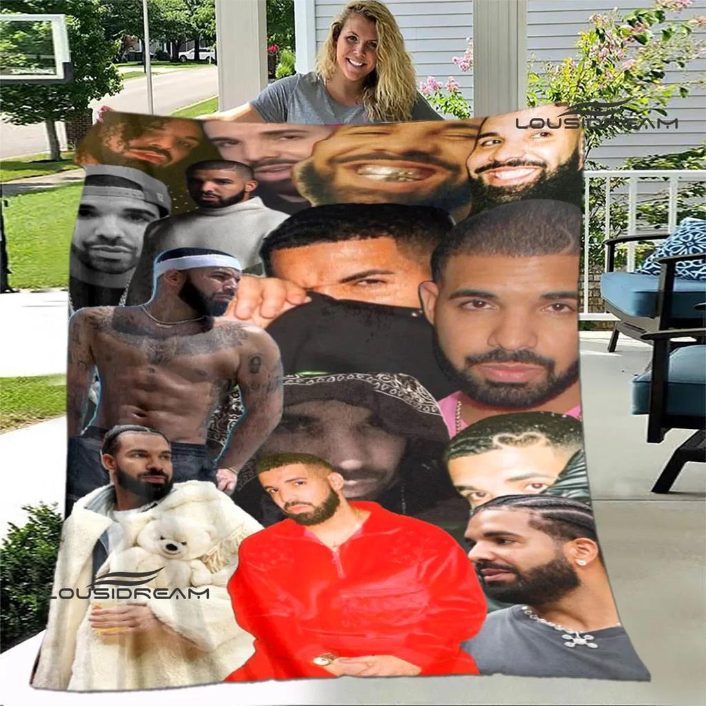Rapper Drake Coperte Stampate 3D Calda Coperta in Flanella Morbida e Accogliente Coperte da Viaggio Fodere per Letto Regalo di Compleanno