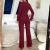 European & American Women's Long Sleeve Pajama Set: Bowknot Casual Fashion, Thickened for Autumn & Winter