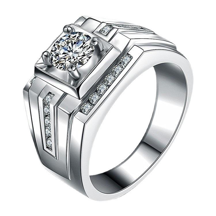 2026 Men's Ring Full Diamond Fashion Light Luxury Men's Open Ring Accessories