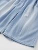 Icaruk Blue Washed Linen Elastic Waist Denim Shorts Dspt101