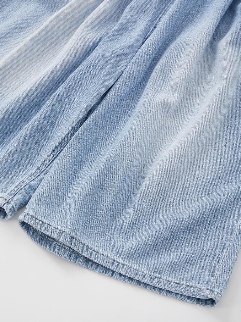 Icaruk Blue Washed Linen Elastic Waist Denim Shorts Dspt101