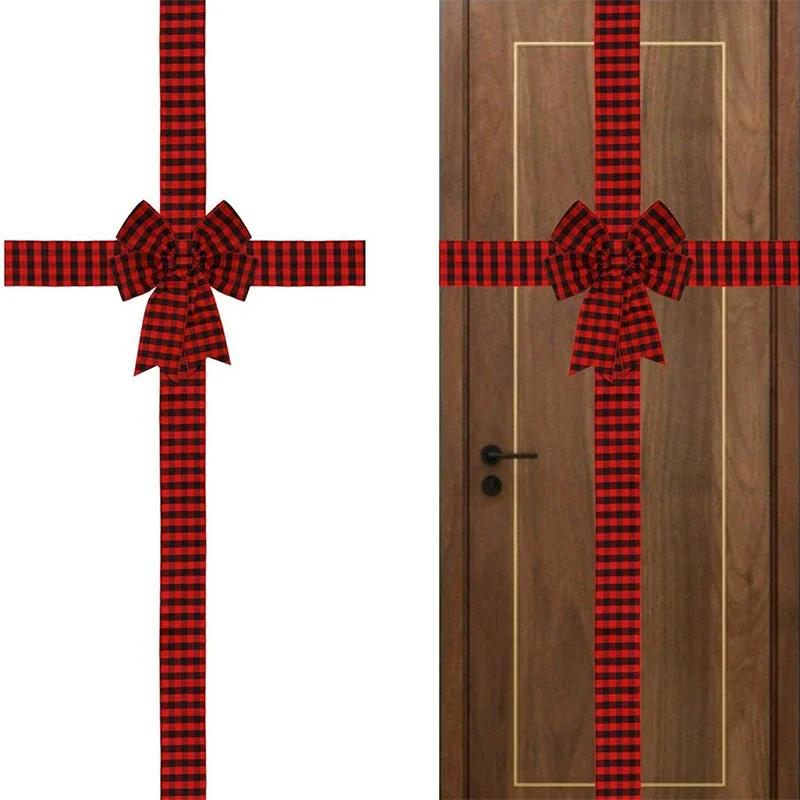 New Year Christmas Party Front Door Decor Christmas Front Door Decor Bow Ribbon Cabinet Decor Bowknot Xmas Ready Made Bow Home