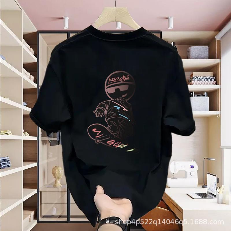 Europäische Station Hohe Sinn Nische Rundhals Leichter Luxus Herren T-Shirt Kurzarm Baumwolle Mode Trend Marke Bedrucktes Grünes T-Shirt Trend