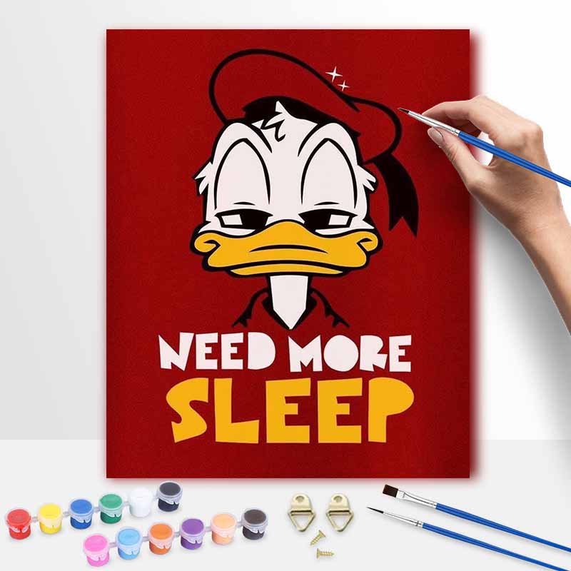 Disney Donald Duck Braucht Mehr Schlaf DIY Ölgemälde Kunst Malset Heimwanddekoration Handgemachtes Geschenk Entspannendes Leinwand Zeichenset Kunst 40x50cm
