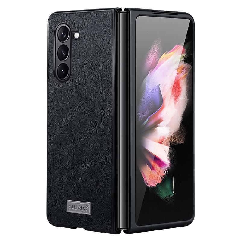 

SULADA For Samsung Galaxy Z Fold6 5G Case PU Leather Coated TPU+PC Folding Phone Cover Black