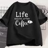 Coffee Lover Gift Fashion Casual Tops But First Coffee Letter Printed Tshirt Unisex Unisex Clothing Casual Coffee Daily Wear