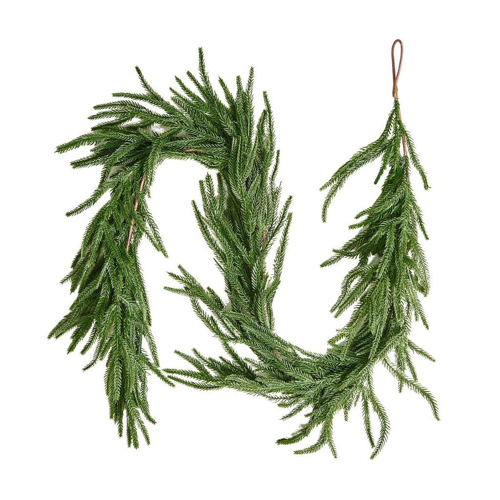 Christmas Garland, 1524 mm Realistic Norfolk Pine Garland, Evergreen Real Touch Artificial Faux Greenery Garlands, for Holiday Indoor Outdoor Xmas