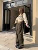 Women's High-Waist Leopard Print Wide-Leg Jeans - Slimming, Loose-Fit, Spring/Autumn Trend
