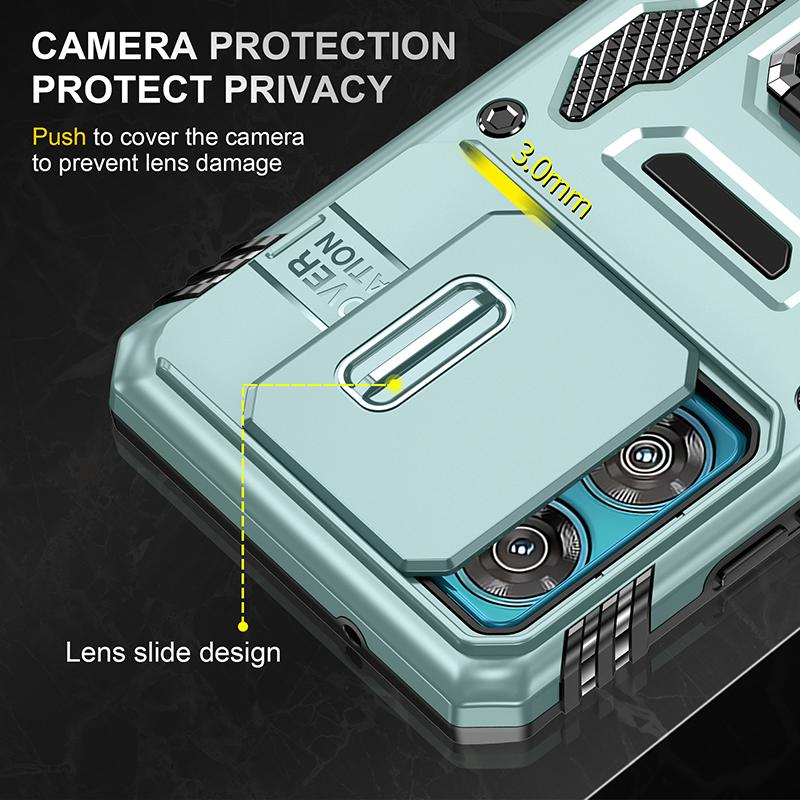 Armor Series For Motorola Edge 40 Neo 5G Case PC+TPU Phone Cover with Kickstand/Lens Shield