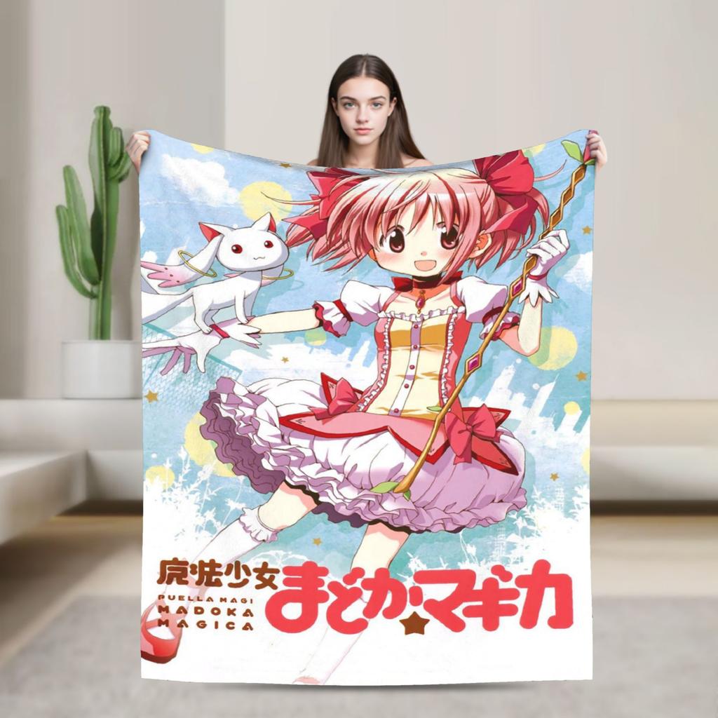 Puella Magi Madoka Magica Blanket Anime Flannel Awesome Soft Throw Blanket for Bedding Lounge Decoration