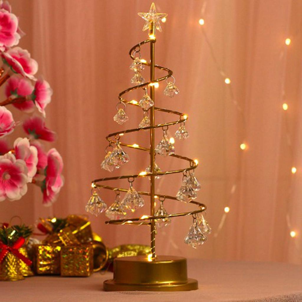Christmas Crystal Tree Lamp Acrylic Crystal Pendant Christmas Decorative Desk Lamp for Bedroom