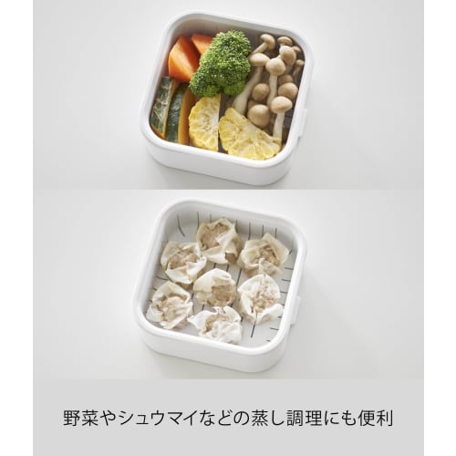 Yamazaki Tower Easy-to-Warm Standing Frozen Rice Containers, Set of 2, White, W12.2 x D12.2 x H4.5cm (per container), Dishwasher and Microwave Safe, I