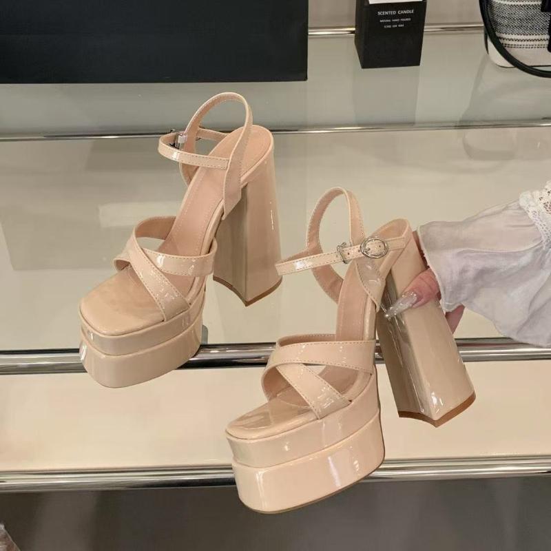 Fashion Star Style Fashion Double Platform Wedges Women Gladiator Sandals Summer 15cm Ultra High Heels Chunky Party Dress Shoes Sandals