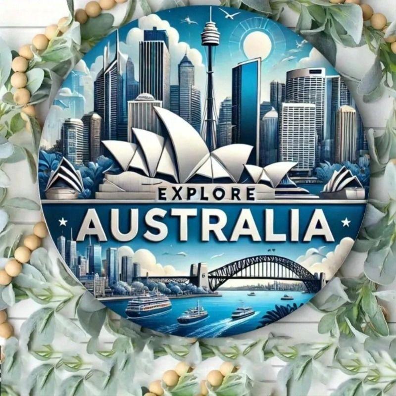 Round Metal Tin Sign Wall Art Home Living Room Office Cafe Decor 20x20cm
