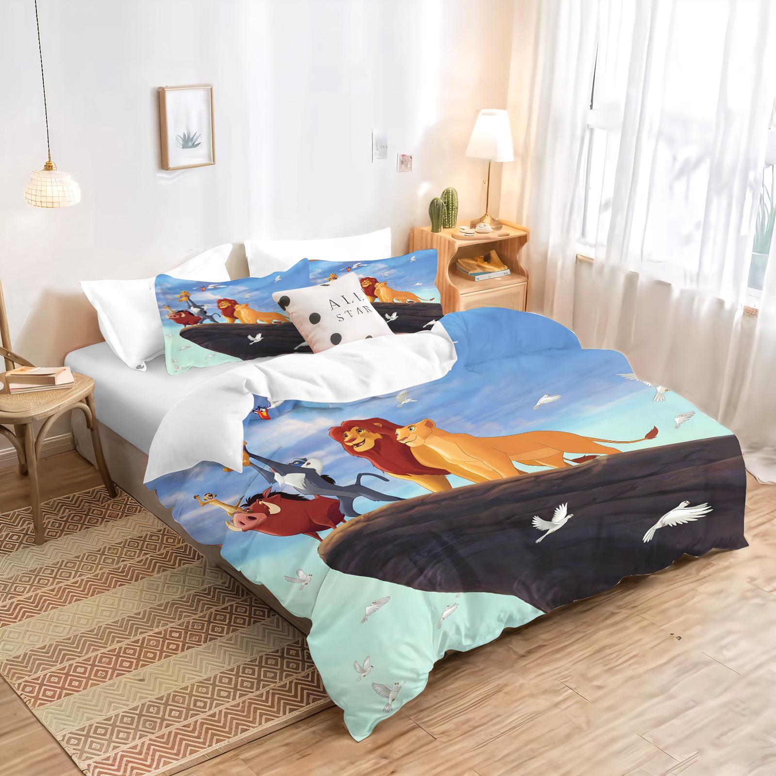 

Lion Cartoon Animal Duvet Cover Set, Zipper Closure, Cozy Home Bedding, Kids Bedroom Gift for Children 135x200cm